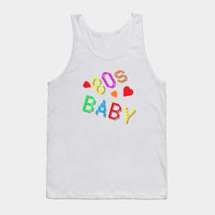 80s Baby. Fun Retro Statement with Hearts. (White Background) Tank Top